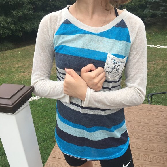 Arden Furtado Blue and White Striped Shirt - Picture 1 of 4